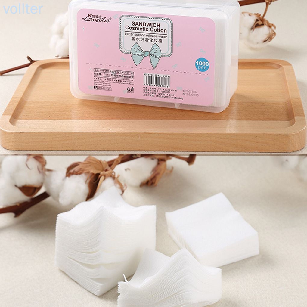 [Hàng mới về] Hộp 1000 miếng bông tẩy trang bằng Cotton không dệt nhỏ gọn tiện dụng