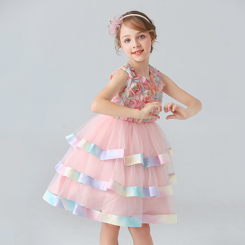 DC9 Size110-160 (13-40kg) Đầm công chúa cao cấp (Đầm voan xoè 3 tầng vải lụa dự tiệc đám cưới) hàng quảng châu