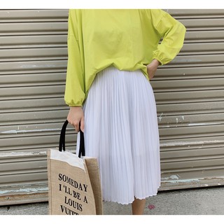 CHÂN VÁY SUÔNG TRẮNG PHỐI XẾP LI