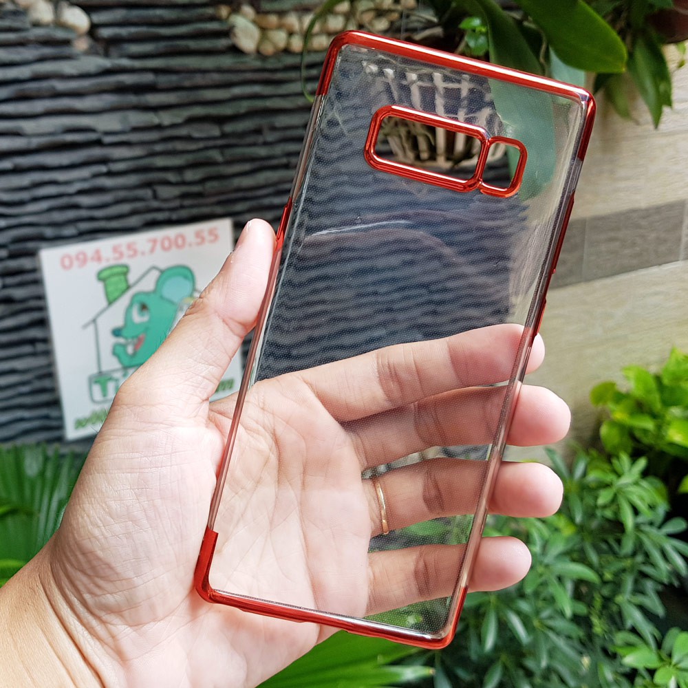 Ốp lưng Samsung Note 8 Dẻo Trong Suốt Viền Xi Màu