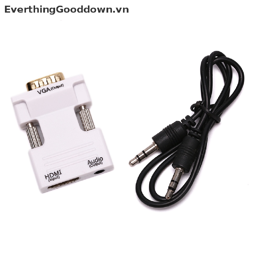 EverthingGooddown VGA To HDMI Adapter Full HD 1080P Audio Video Converter Laptop PC To TV AV HDTV vn