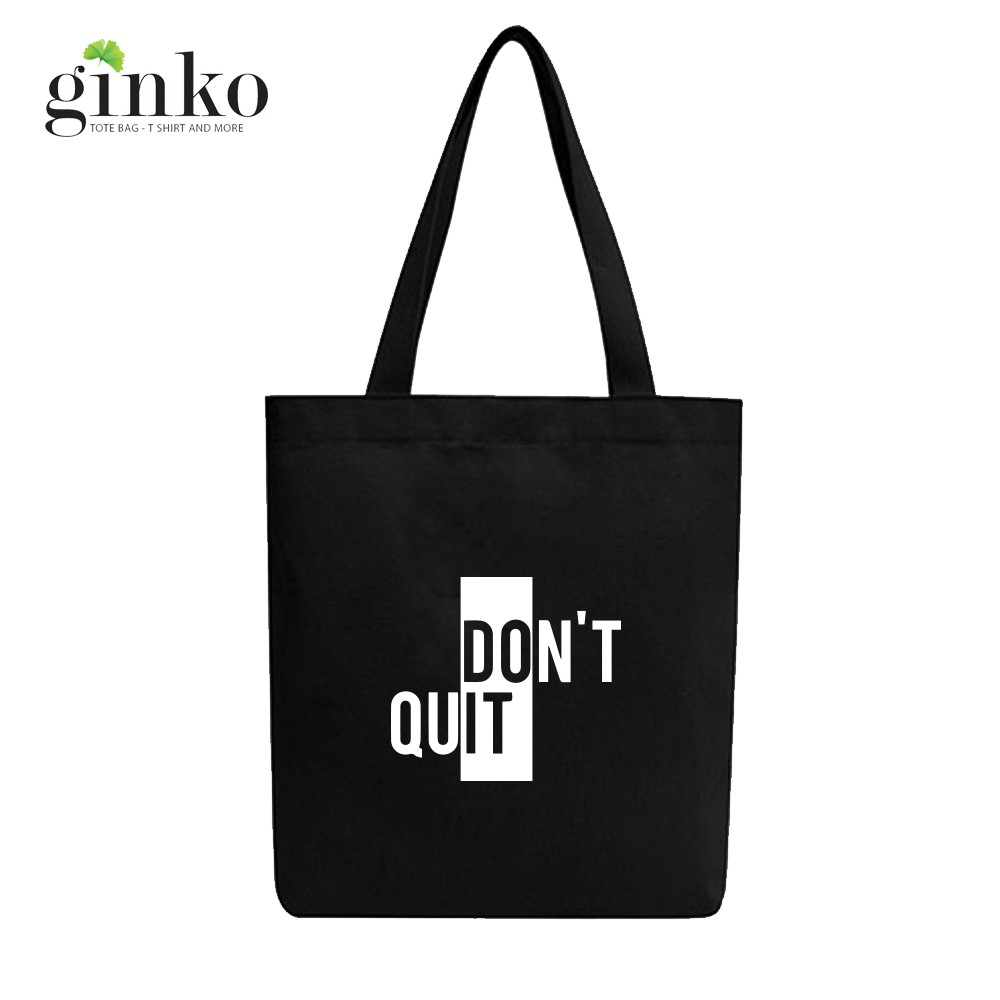 Túi Vải Tote Ginko Dây Kéo Phong Cách ulzzang Hàn Quốc In Hình Don't Quit B04