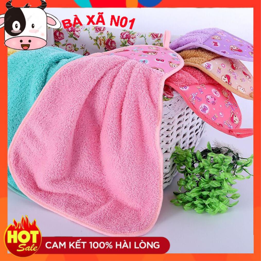 Khăn lau tay Living C K17, khăn lau tay nhà bếp đa năng siêu thấm 100% cotton lông mềm có móc treo