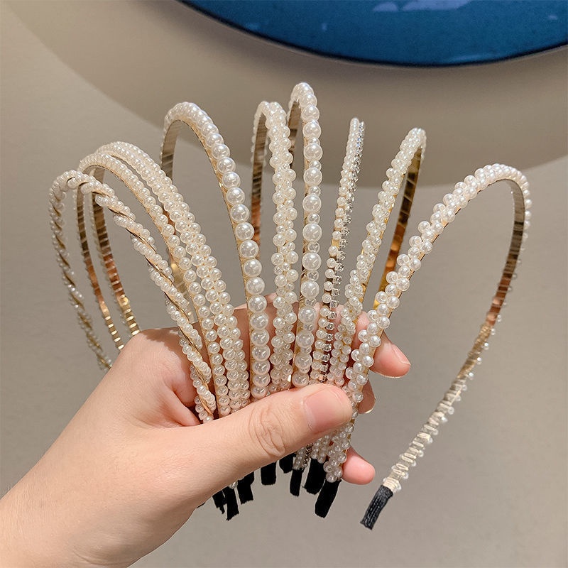 Băng Đô Cài Tóc Đính Ngọc Trai Đơn Giản Chống Trượt Thời Trang Cho Nữ