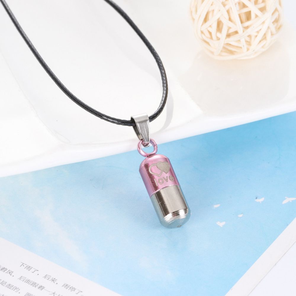 Vòng cổ dây da mặt hình lọ điều ước đựng thuốc hình viên thuốc mini đáng yêu unisex