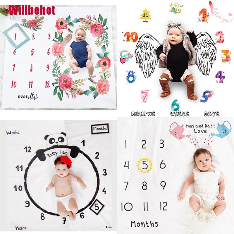 Chăn In Họa Tiết Cột Mốc Phát Triển Theo Tháng Làm Phụ Kiện Chụp Ảnh