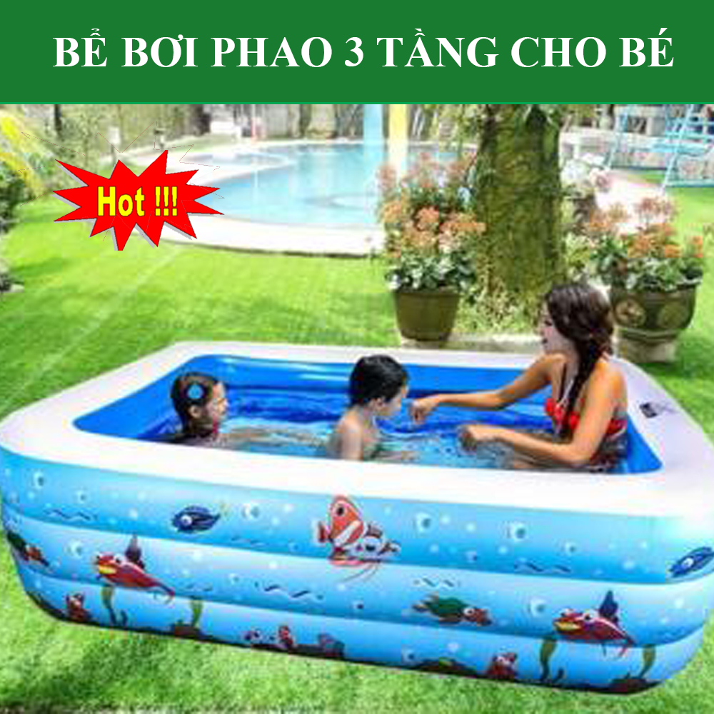 Bể Bơi Phao Cho Bé, Bể Bơi Trẻ Em , Người Lớn 3 Tầng Loại Đẹp, Đáy Thiết Kế Chống Trượt  HÃY MUA NGAY!