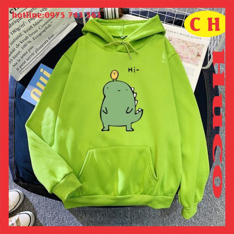 Áo hoodie khủng long Hi form thụng nam nữ, lót lông nhẹ, hodi nam nữ giá rẻ nhất thị trường unisex freesize ulzzang ❤