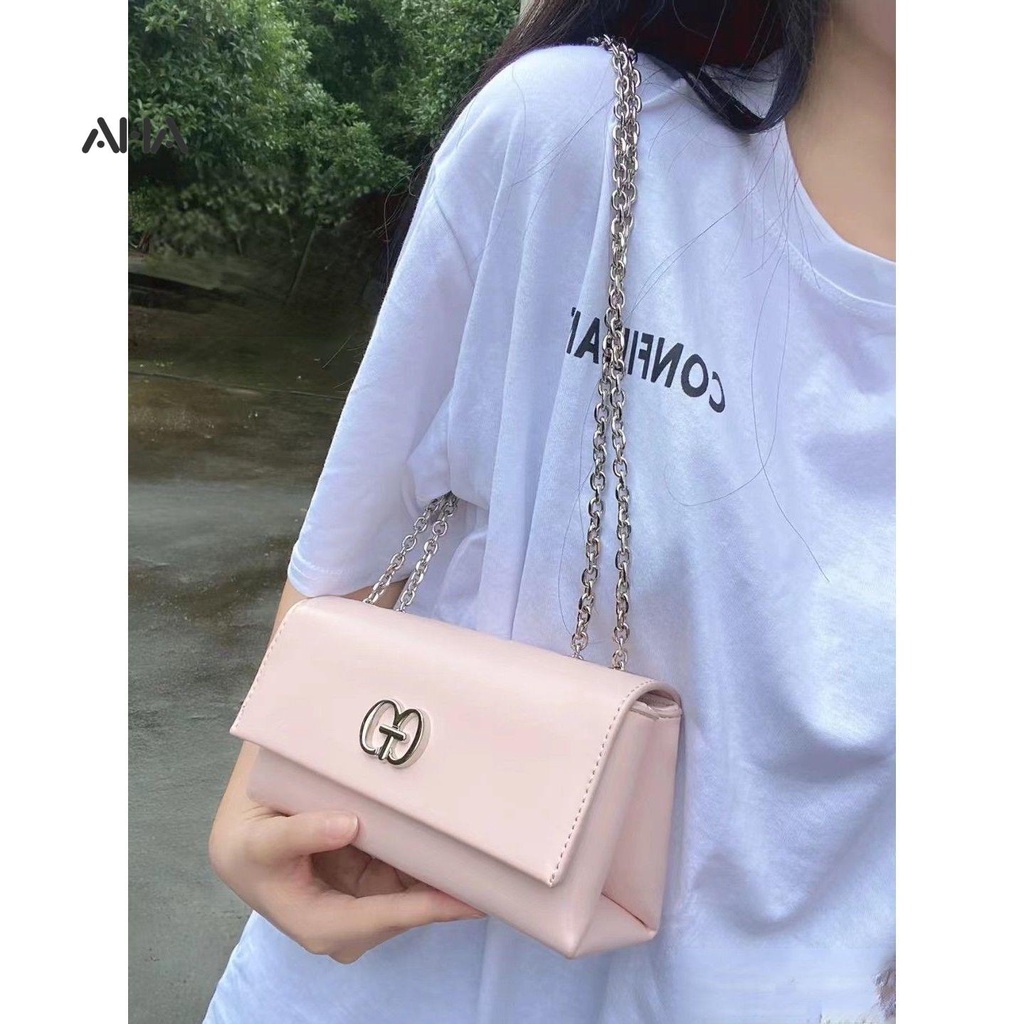 Túi xách AHA official dáng vuông nhỏ phối dây xích thời trang cao cấp phong cách sang trọng dễ phối đồ dành cho nữ