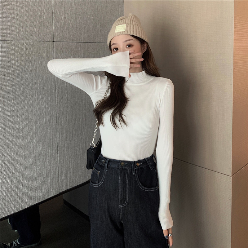 Áo dệt kim cổ lọ tay dài form ôm thời trang thu đông cho nữ 21a604 | BigBuy360 - bigbuy360.vn