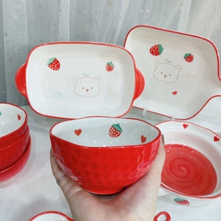 🍓Set bát đĩa dâu, gấu 🐻có tách lẻ
