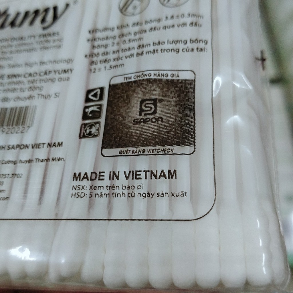 Tăm bông trẻ em YUMY KIDS 100 que 1 đầu xoắn - Bông tự nhiên 100% mềm mại, an toàn