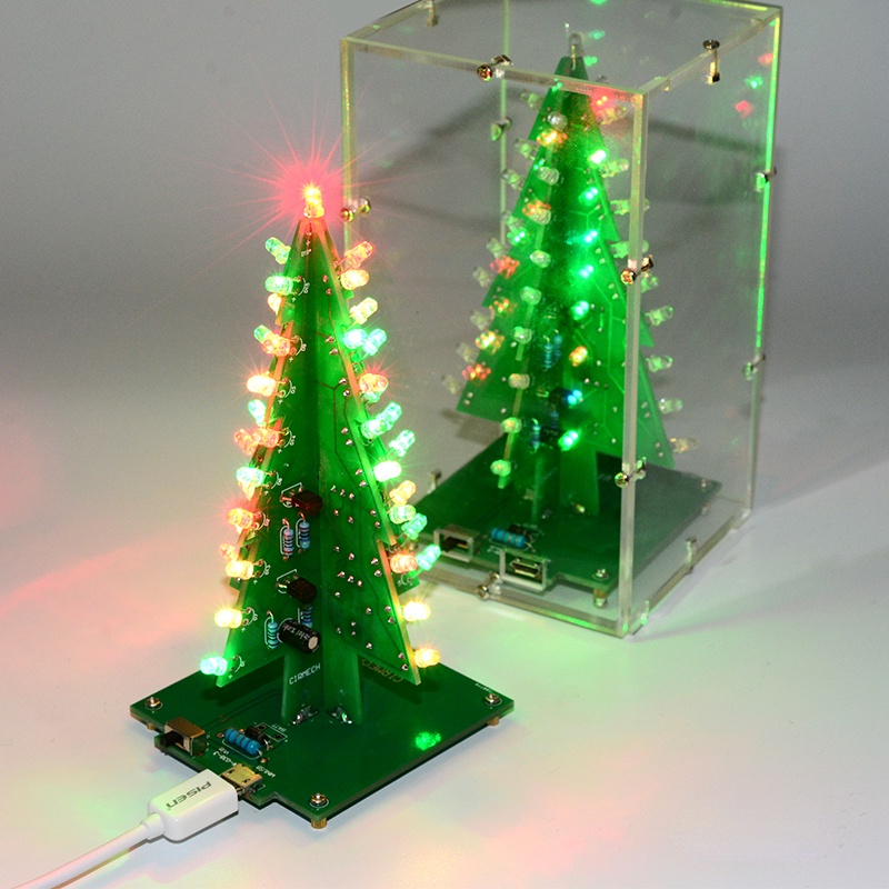 Bộ DIY Cây Thông Noel 3 Màu Có Nguồn, Cáp Nguồn, Vỏ Mica