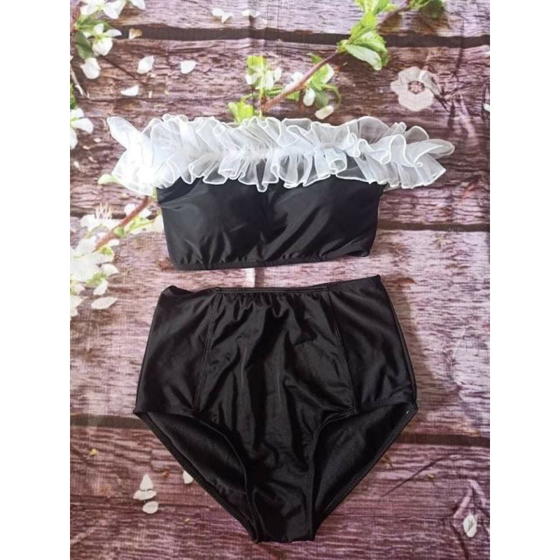 Bikini 2 mảnh cong chúa quần cạp cao che bụng