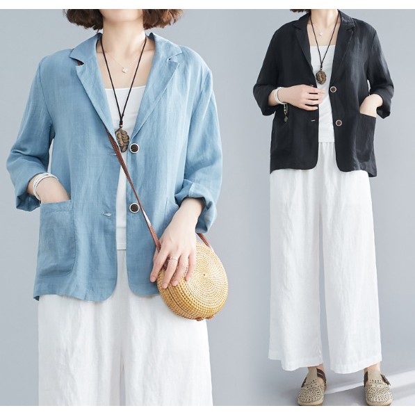 G817 Áo vest big size freesize dạng mỏng kiểu dáng thanh lịch sang trọng sẵn ĐEN XANH M