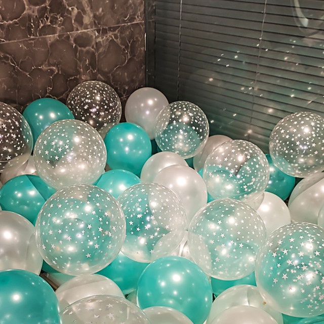 Bộ 20 Bong Bóng Latex Trong Suốt 12 Inch Hình Ngôi Sao Màu Xanh Dương Hồng Trang Trí Sự Kiện