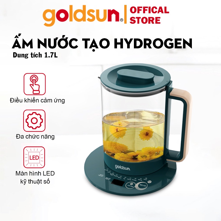 Ấm đun nước đa chức năng Goldsun GKT2670, GKT2671 công suất 800W với 10 chế độ nấu, dung tích 1.7L