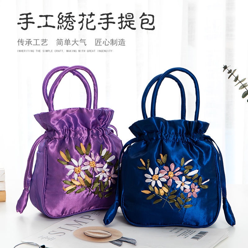 Túi vải cầm tay thêu họa tiết thủ công đựng điện thoại tiền xu dành cho phụ nữ lớn tuổi