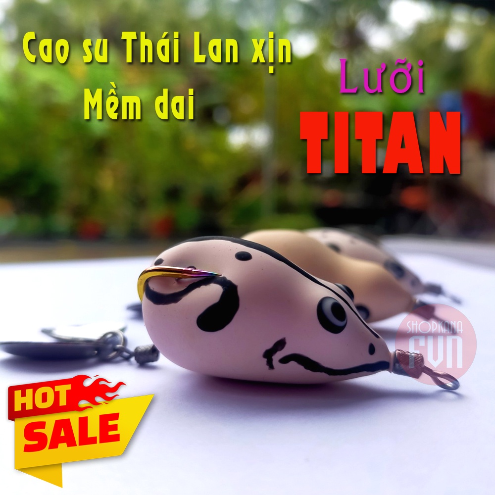 Mồi giả nhái hơi Trắng (Sóc chuột, Ngọc Trinh, Mắt lồi), Cao su Thái Lan xịn, Handmade