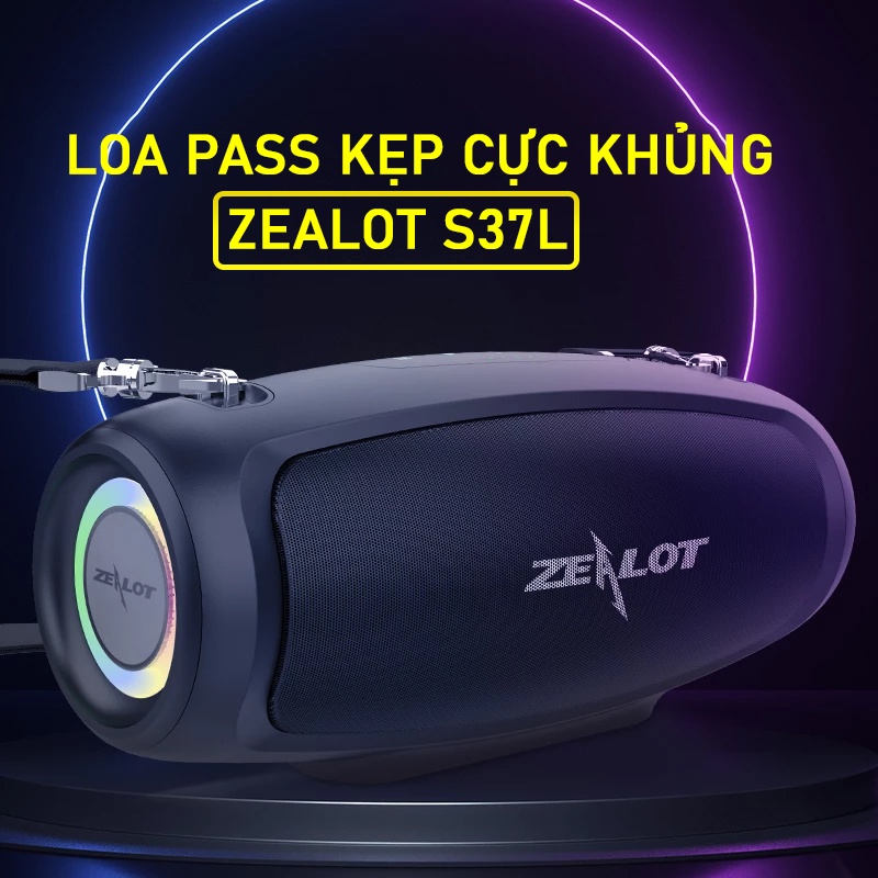 Loa bluetooth kèn Bass đôi cực mạnh hãng Zealot S37L hỗ trợ thẻ nhớ, USB - BH 12 tháng - 1 đổi 1