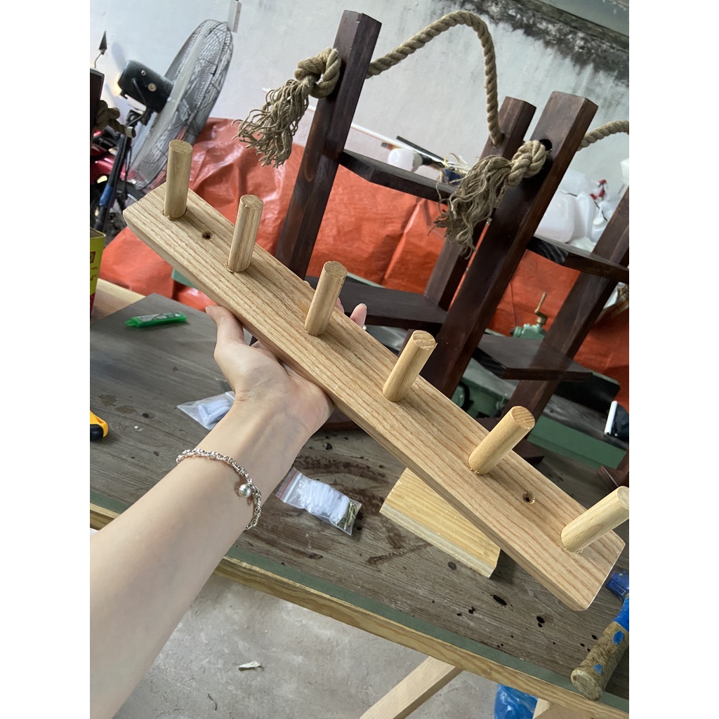 Móc gỗ treo tường trang trí phòng ngủ dễ thương, kiểu dáng vintage decor nhà cửa