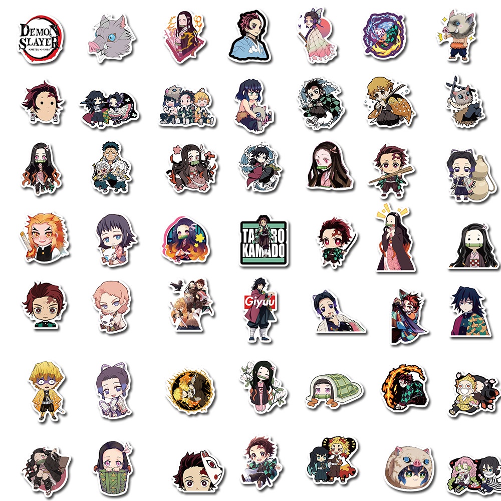 Bộ 100 miếng dán trang trí hình anime Ghost Slayer chống thấm nước