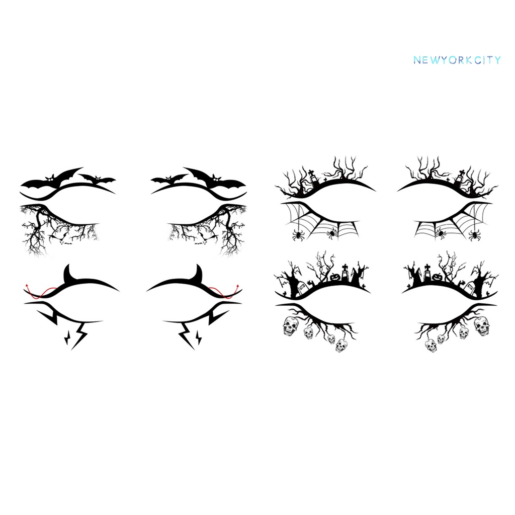 4 Miếng Dán Kẻ Mắt Màu Đen Hình Mạng Nhện Độc Đáo