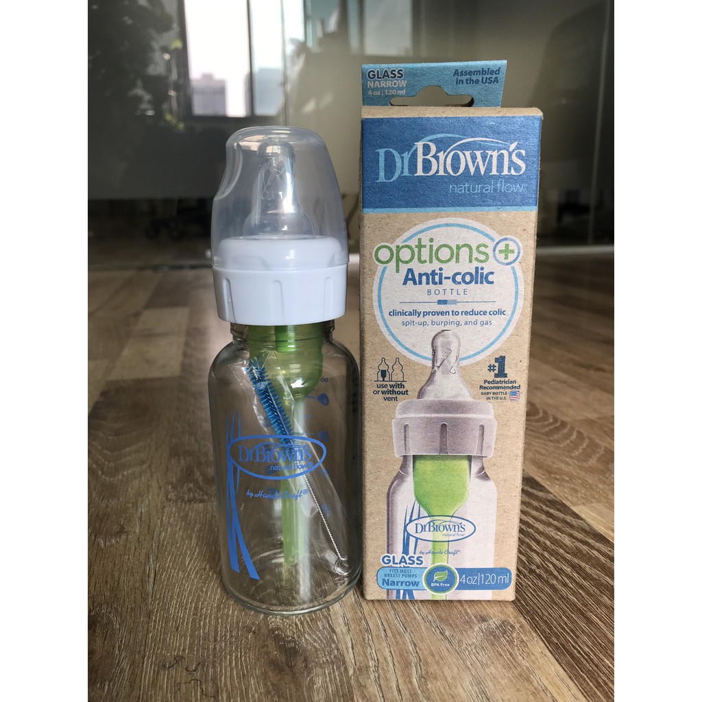 Bình sữa Dr.Brown's Thủy tinh cổ thường Option 120-250ml cổ rộng 150-270ml