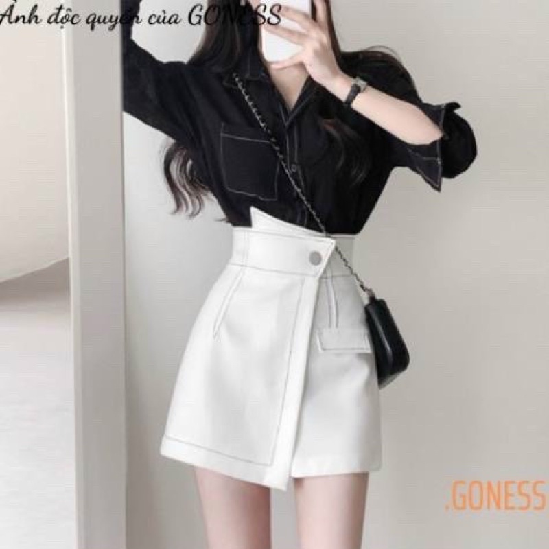 chân váy đắp chéo chỉ nổi hàng ullzang | BigBuy360 - bigbuy360.vn