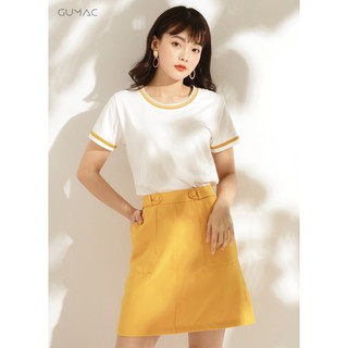 Chân váy nữ phối nút bọc GUMAC CV10936_VANG