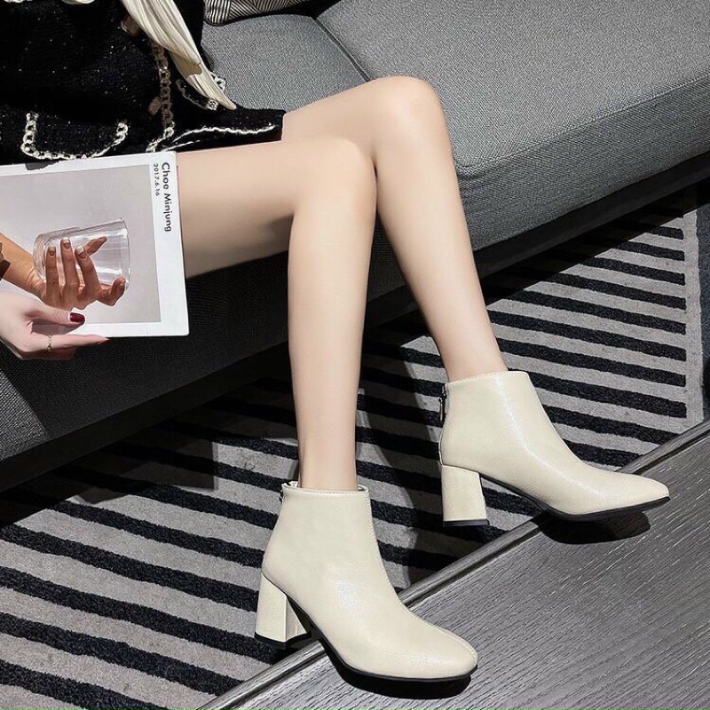 Giày Bốt Cao Gót Cổ Lửng Khoá Kéo Thời Trang | BigBuy360 - bigbuy360.vn