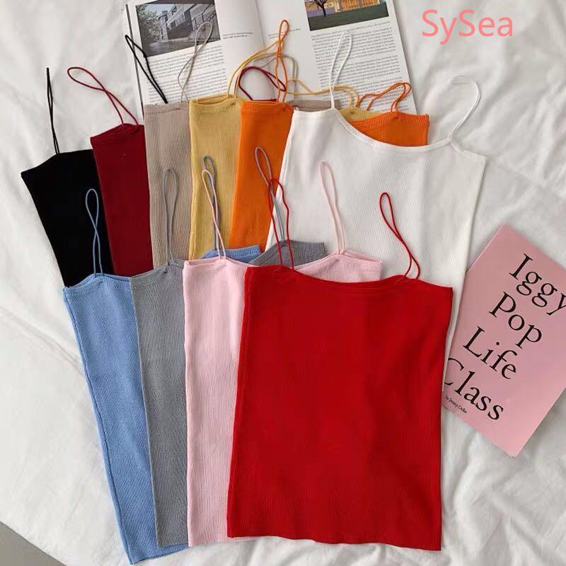 Áo Dệt Kim Hai Dây Màu Sắc Thời Trang Mùa Hè Cho Nữ