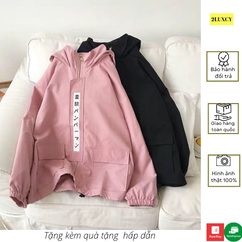 Áo khoác bomber dù có nón nam nữ Unisex form rộng phong cách Ulzzang cá tính - sành điệu - LUXCY Store