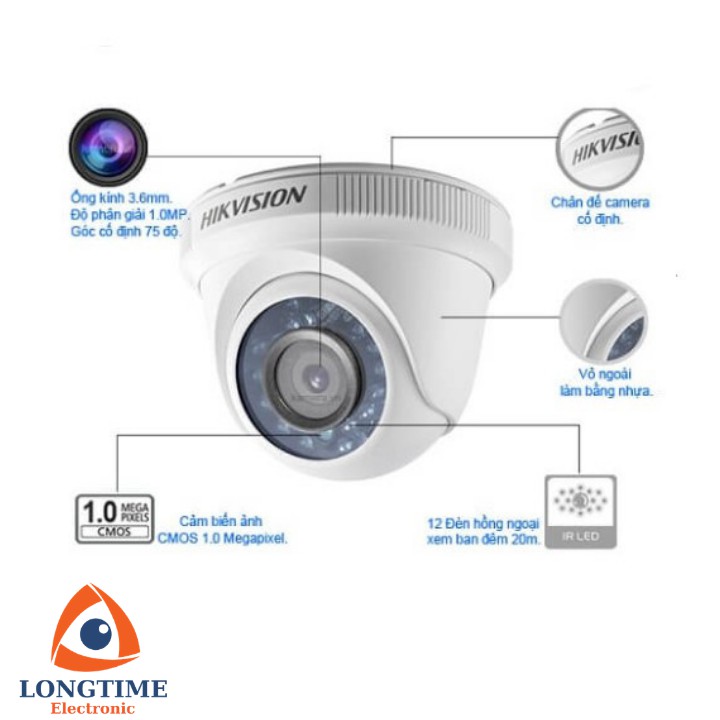 Camera Hikvision DS-2CE56C0T-IRP , camera dành cho đầu ghi , Cảm biến High-Performance CMOS 1MP , 1280x720@25fps | BigBuy360 - bigbuy360.vn