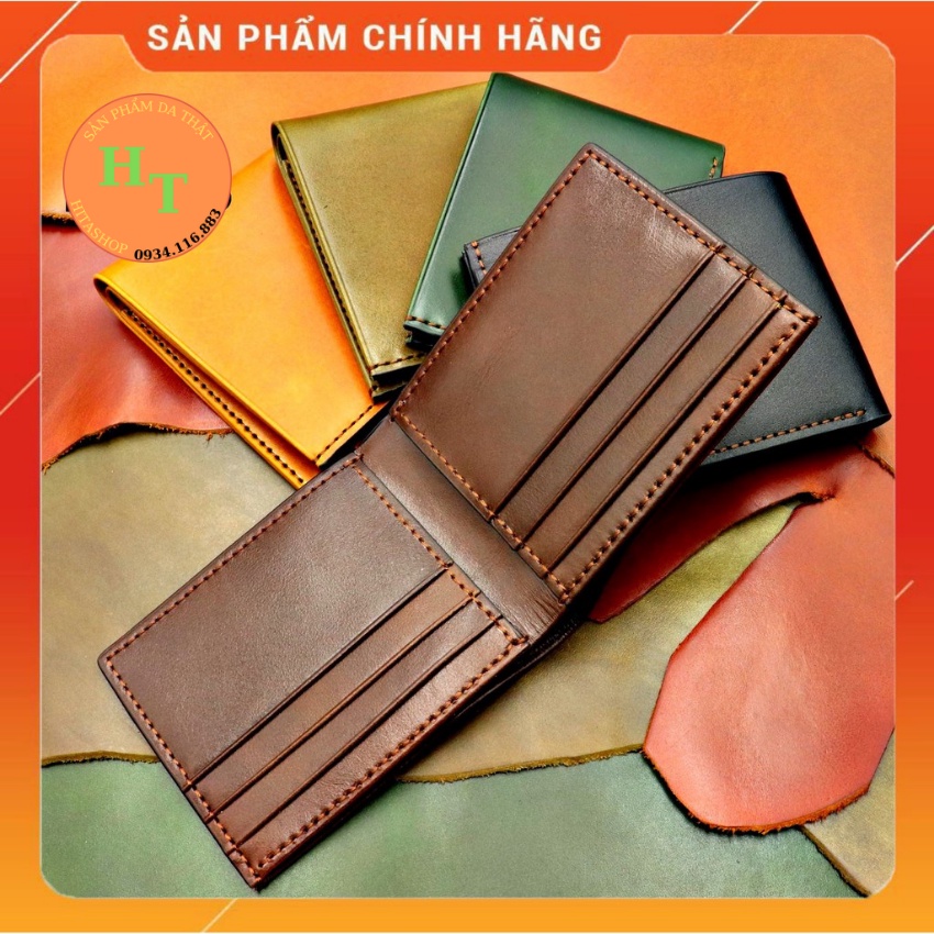Ví Da Bò Handmade Cao Cấp - Cam Kết 100% Da Bò Thật - Ví ngang - Hàng Chính Hãng Thương Hiệu HM Leather - B01