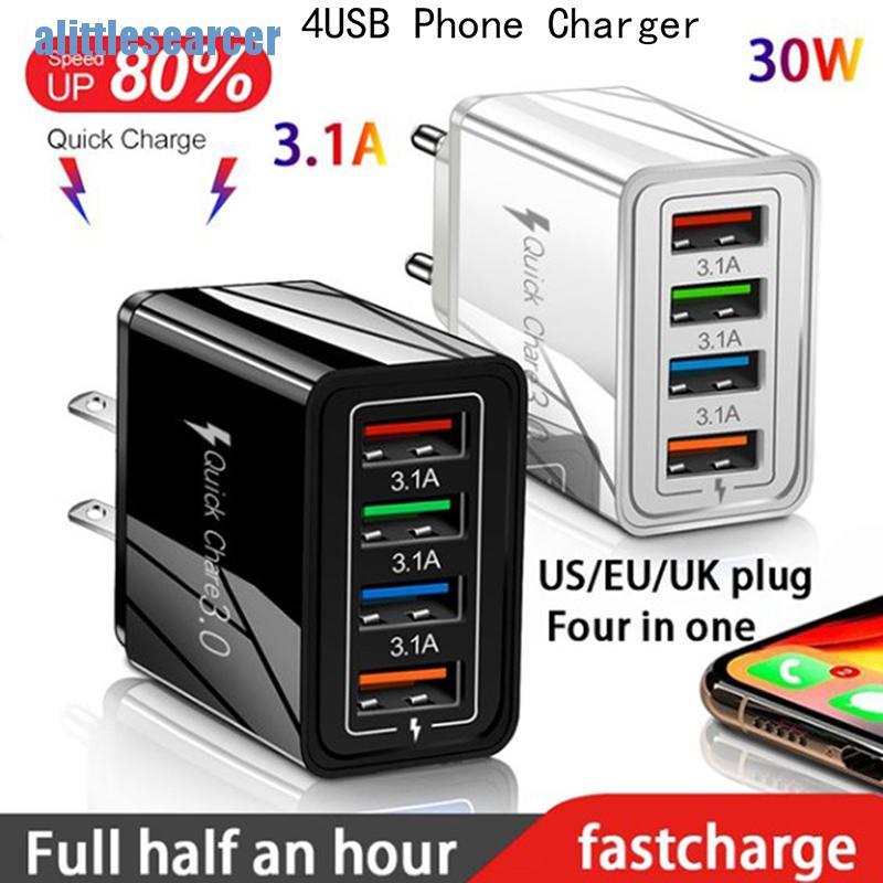 Củ Sạc Nhanh 4 Cổng Usb Us Eu Uk 5v