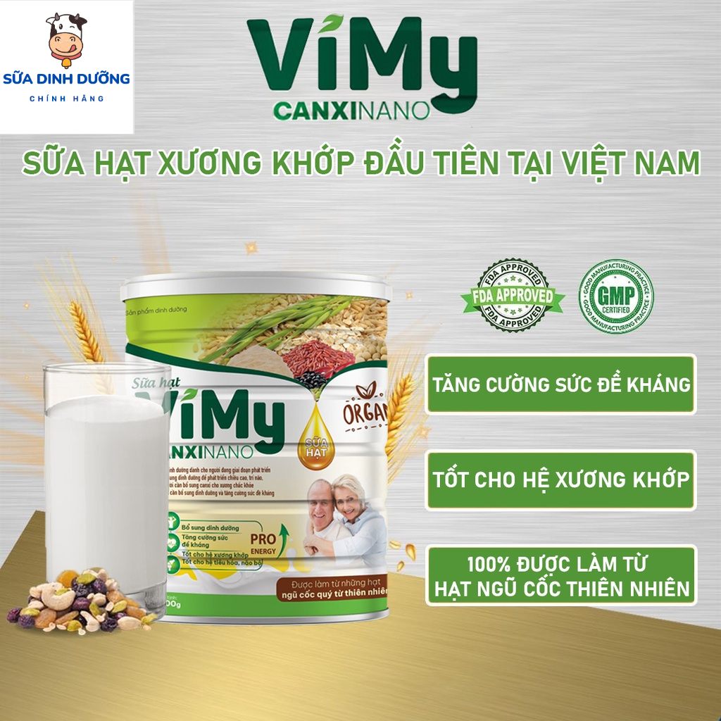 Sữa hạt xương khớp Vimy Canxi Nano 900g, Sữa canxi cho người lớn, Sữa canxi cho người già, Sữa hạt bổ sung dinh dưỡng