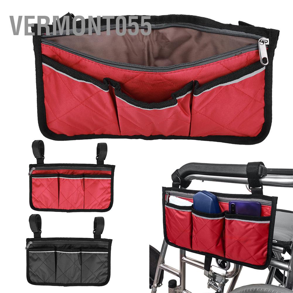 Vermont055 Multifunctional Wheelchair Scooter Armrest Side Bag Walker Hanging Pouch Storage Organizer