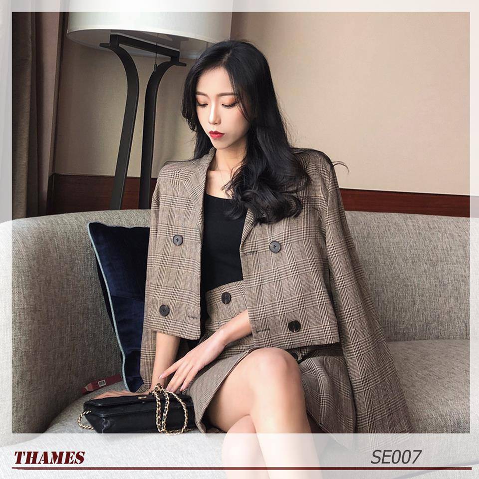 SET VEST DẠ KẺ SET TRANG PHỤC ĐÔNG SANG CHẢNH