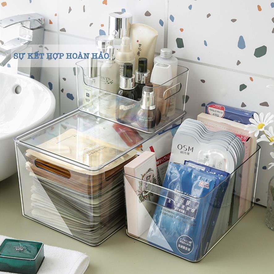 Khay Đựng Đồ Chữ U Trong Suốt Để Bàn,Đồ Trang Điểm, Tủ Quần Áo Đa Năng Có Tay Cầm Q053 [Rẻ]