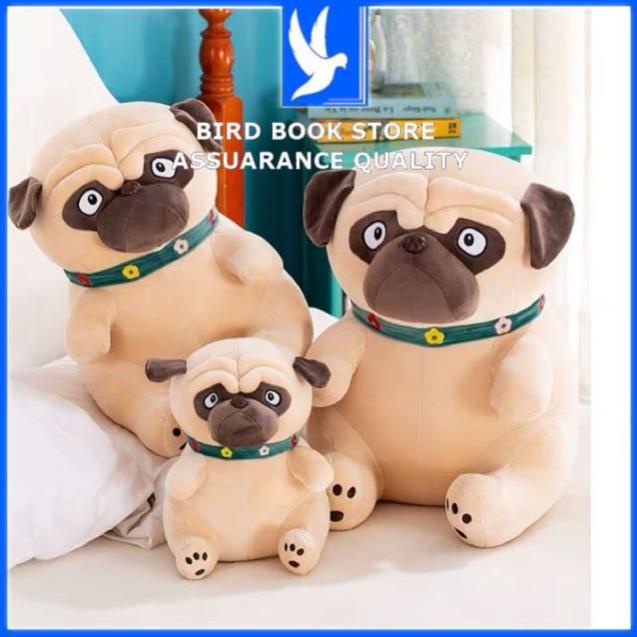 Gấu bông gối ôm chó PUG co giãn 4 chiều mềm mịn cao cấp, chó bông mặt xệ đáng yêu cho bé Bird book