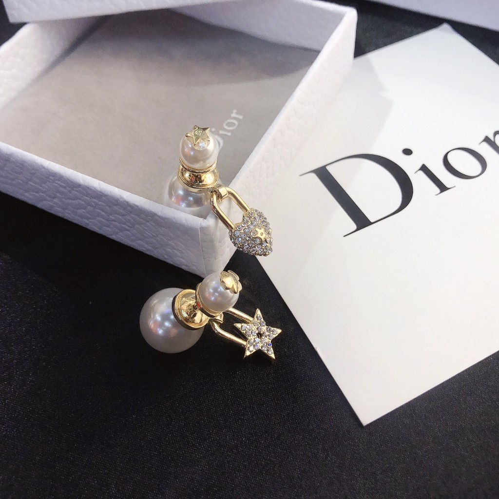 Dior Bông Tai Hình Ngôi Sao / Trái Tim Đính Đá / Ngọc Trai Thời Trang Cho Nữ