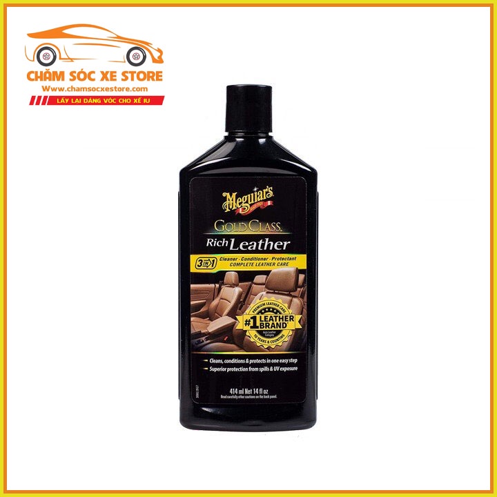 Dung Dịch Kem Làm Sạch Và Bảo Dưỡng Ghế Da Cao Cấp Meguiar's Gold Class Rich Leather 3IN1 G7214 414ml chamsocxestore