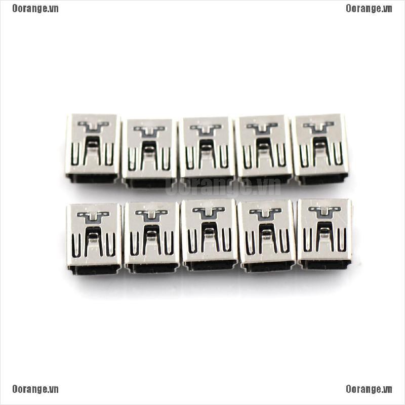 Set 10 Đầu Kết Nối Mini USB Female 5 Pin Type B Right Angle PCB 2 Chấu