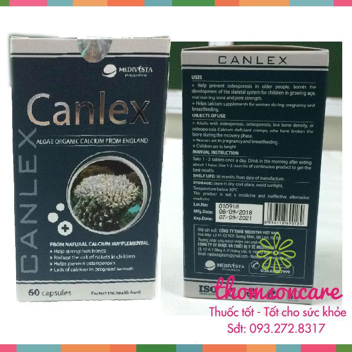 Canlex Bổ sung canxi hữu cơ từ tảo biển, phòng ngừa loãng xương Hộp 60 viên