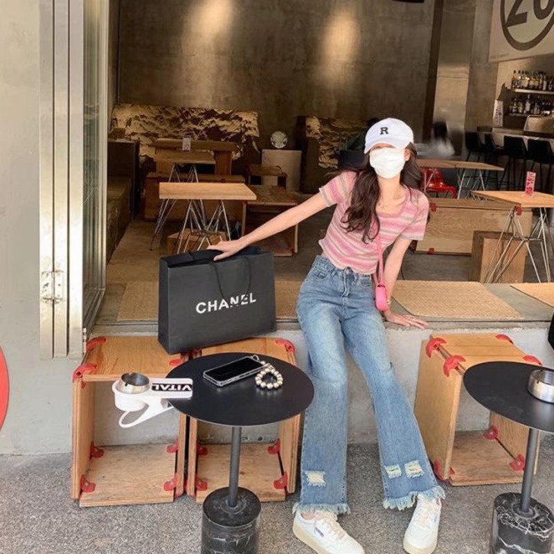 Quần Jean Ống Rộng Lưng Cao Thời Trang Mùa Hè Cho Nữ