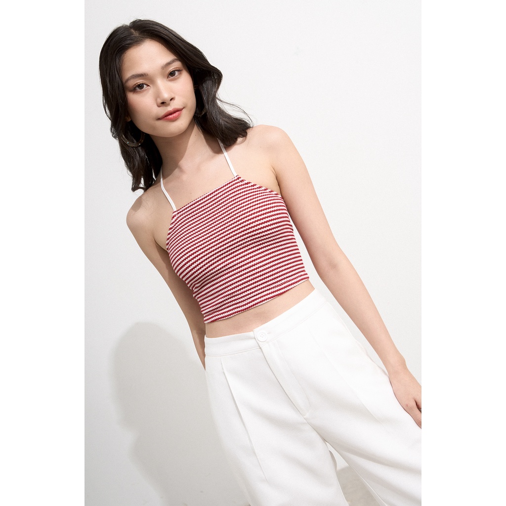 Áo yếm Maybi ôm thun sọc đan dây lưng