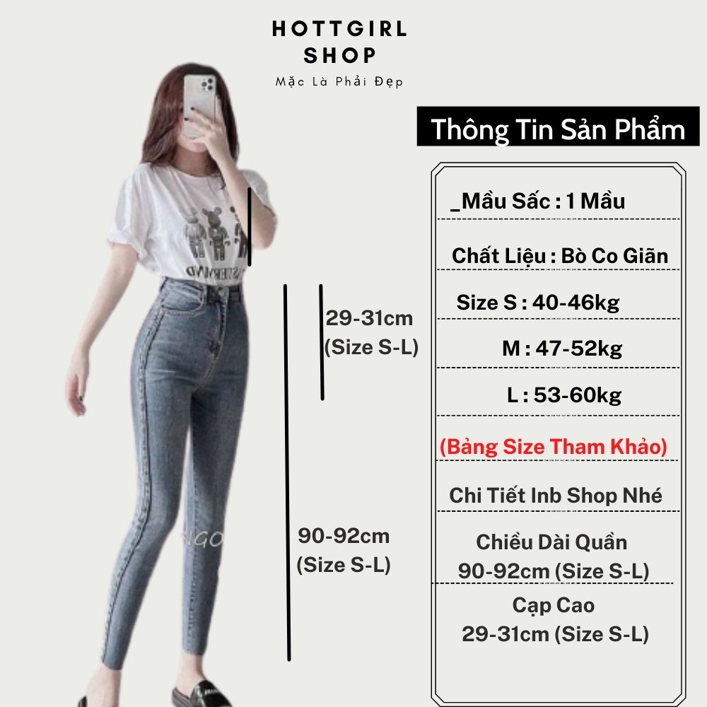 Quần jean cạp cao nữ dáng ôm thiết kế chiết ly dọc 2 bên tạo cảm giác chân dài và thẳng hơn của Hottgirl Secret QJ0002 | BigBuy360 - bigbuy360.vn