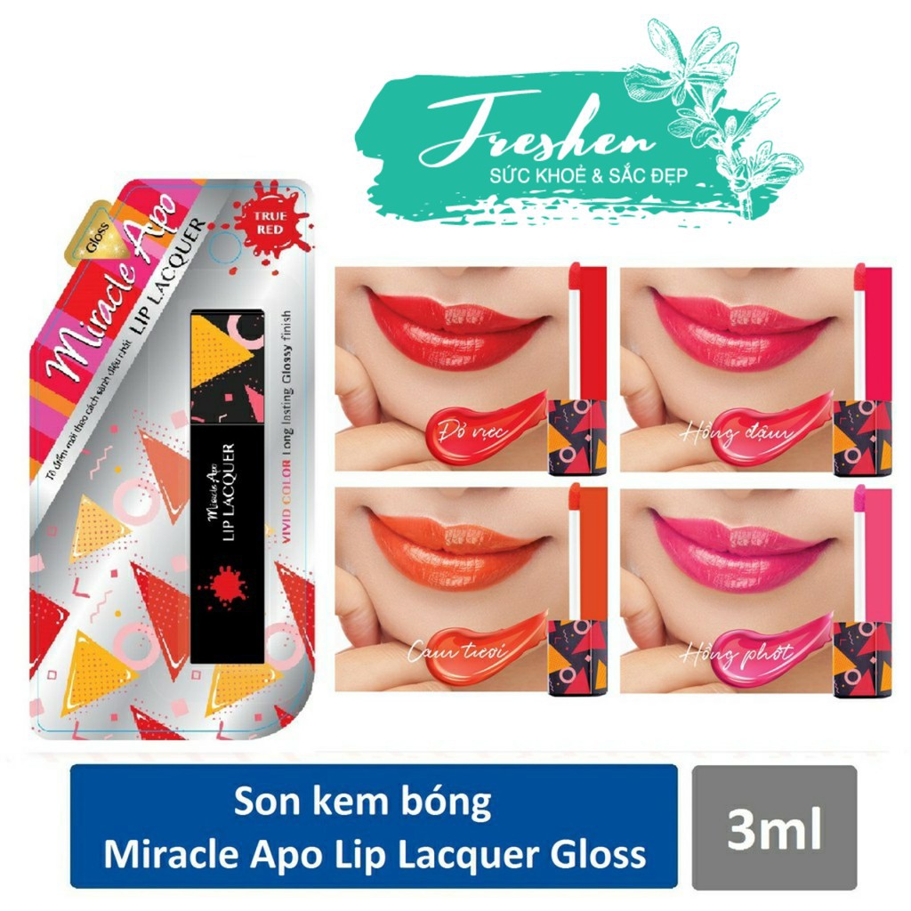 Son kem bóng Miracle Apo Lip Lacquer 3ml (bao bì mới) RỰC RỠ &amp; LÂU PHAI