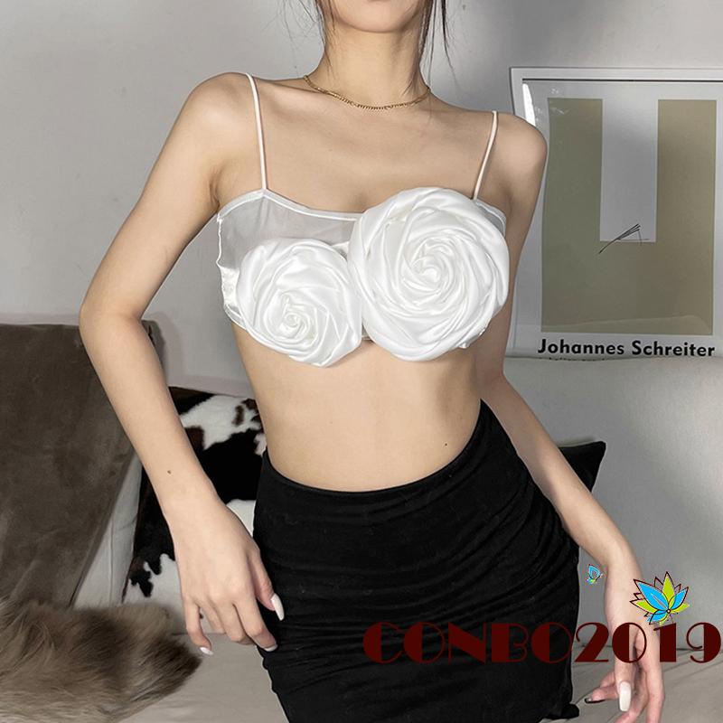 Áo Crop Top Không Tay In Hoa 3D Gợi Cảm Cho Nữ